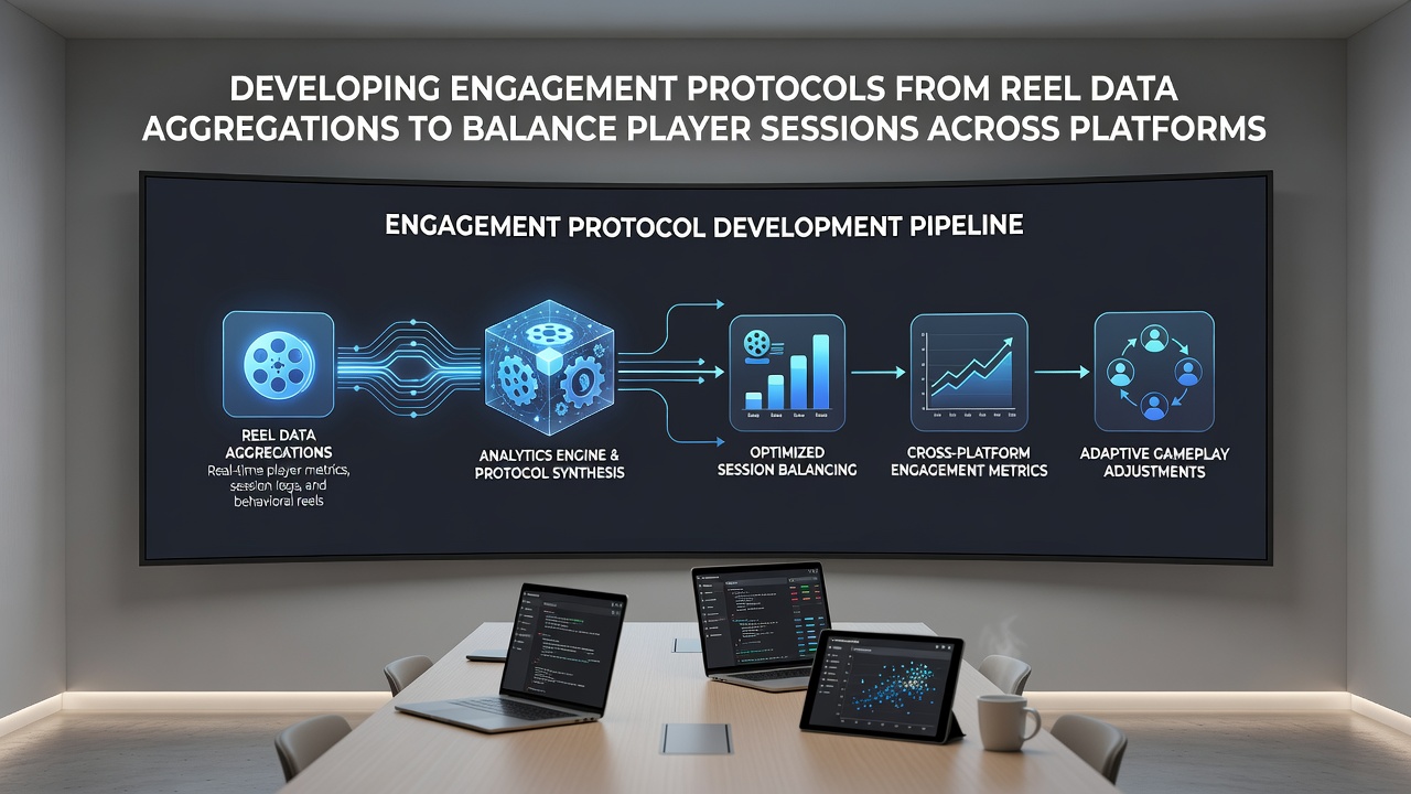 Infographic illustrating session balancing workflow between mobile, desktop, and land-based reel platforms