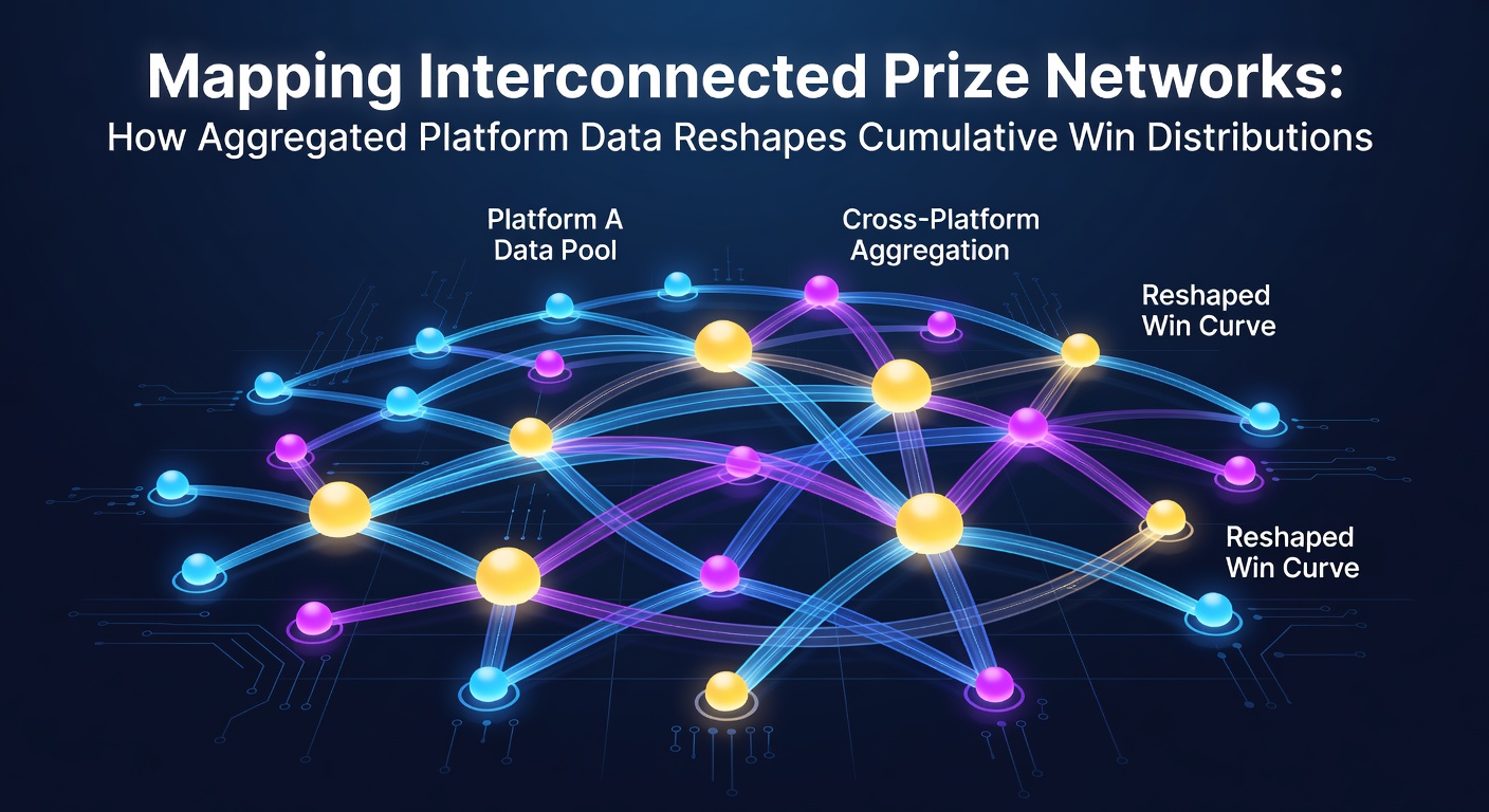 Visualization of interconnected prize networks across multiple gaming platforms showing data flows and prize linkages