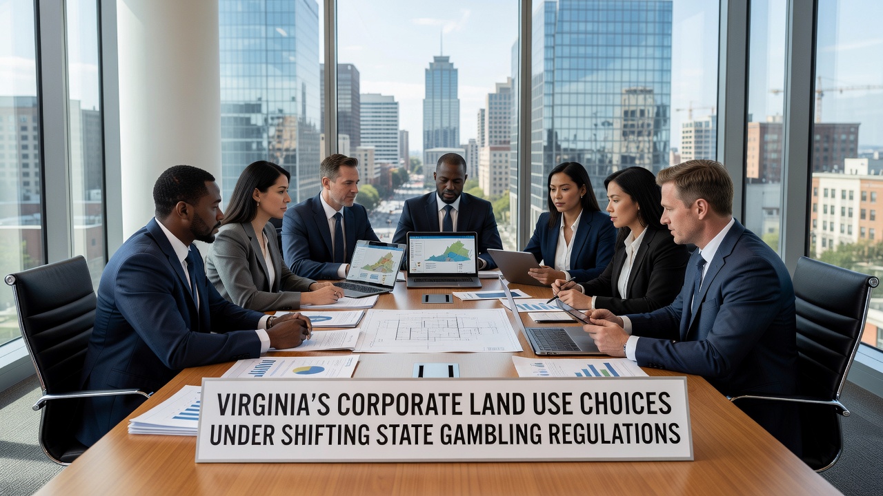 Map overlay of Virginia regions highlighting approved and proposed gaming site locations under current regulations